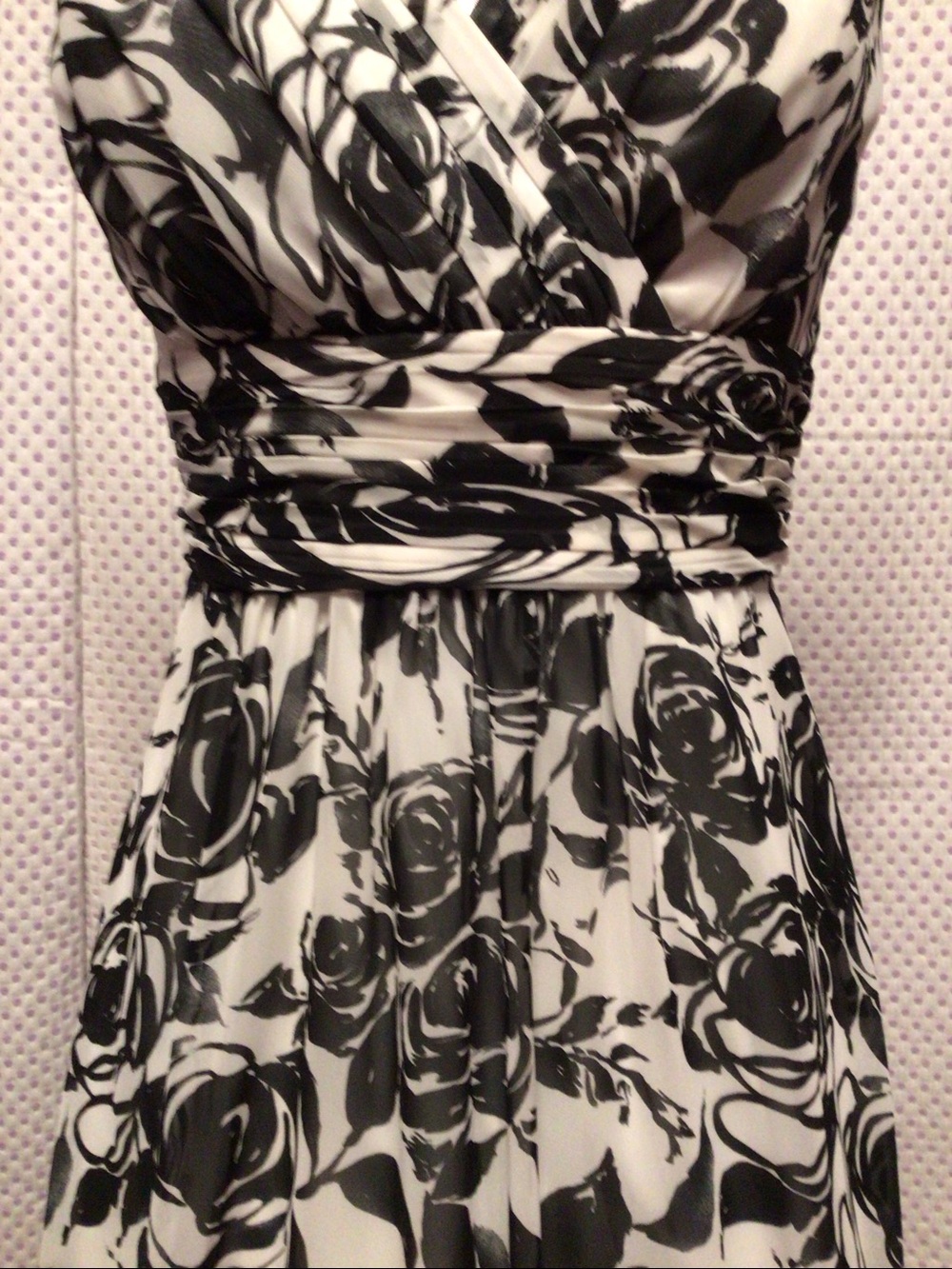 White House black market monochrome floral rose dress